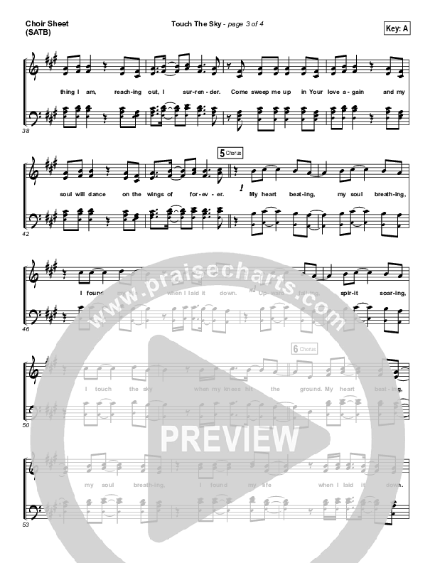 Touch The Sky Choir Sheet (SATB) (Hillsong UNITED)