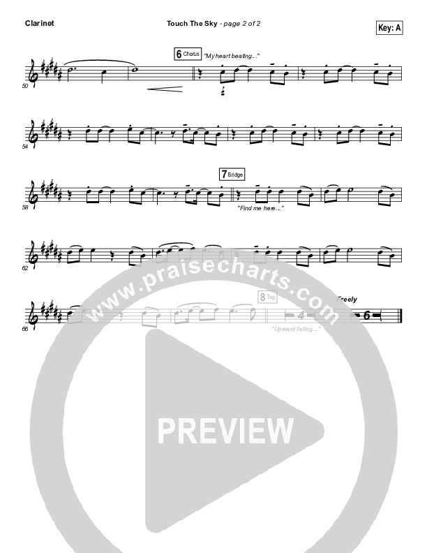 Touch The Sky Clarinet (Hillsong UNITED)