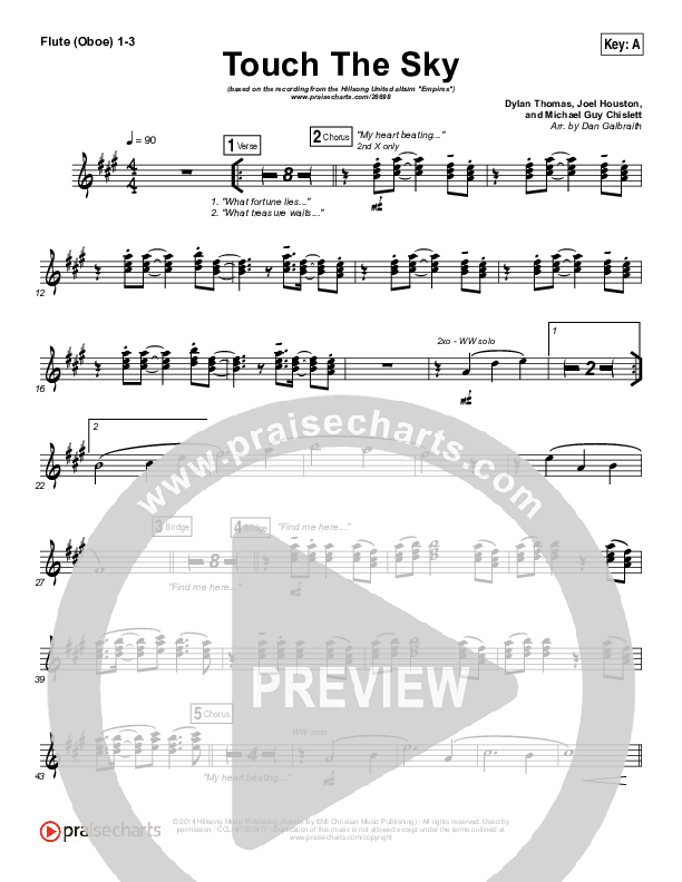 Touch The Sky Flute/Oboe 1/2/3 (Hillsong UNITED)