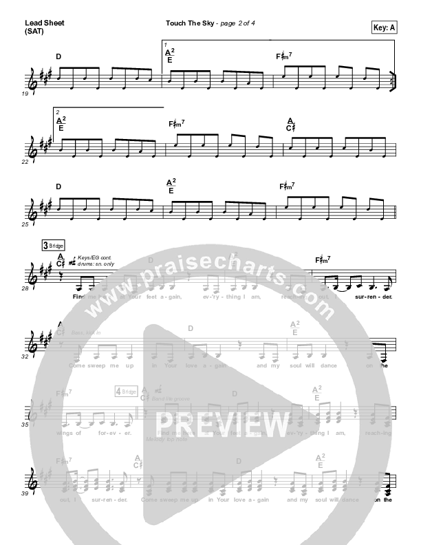 Touch The Sky Lead Sheet (SAT) (Hillsong UNITED)