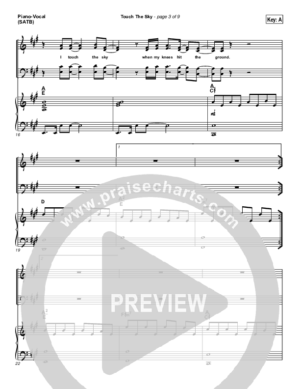 Touch The Sky Piano/Vocal (SATB) (Hillsong UNITED)