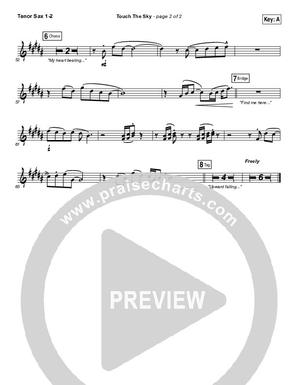 Touch The Sky Tenor Sax 1/2 (Hillsong UNITED)