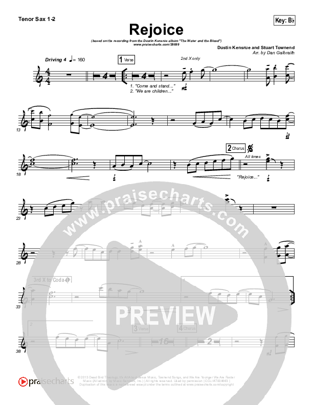 Rejoice Tenor Sax 1/2 (Dustin Kensrue)