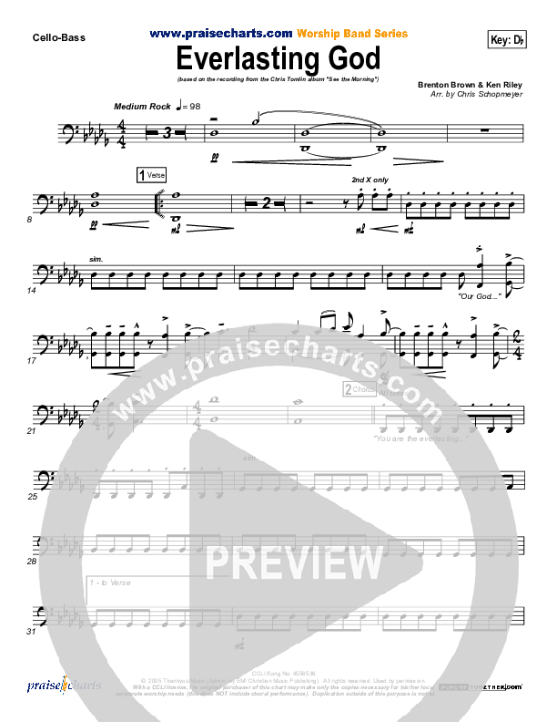 Everlasting God Cello/Bass (Chris Tomlin)