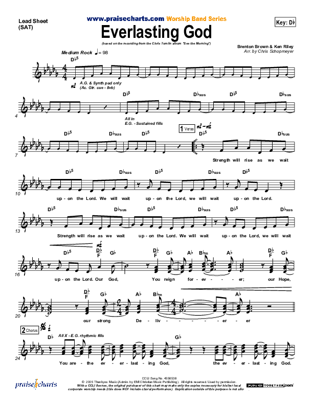 Everlasting God Lead Sheet (SAT) (Chris Tomlin)