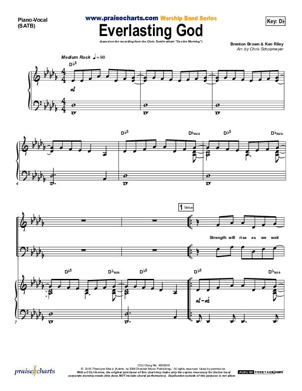 Everlasting God Piano/Vocal (Chris Tomlin)