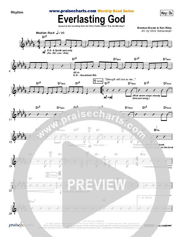 Everlasting God Rhythm Chart (Chris Tomlin)