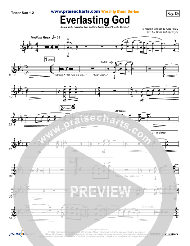 Everlasting God Tenor Sax 1/2 (Chris Tomlin)