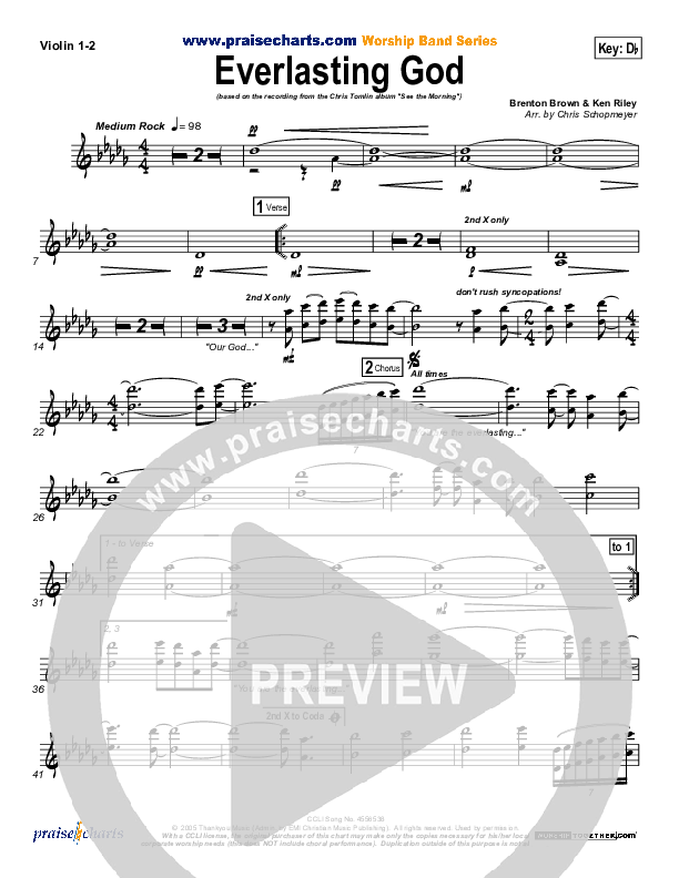 Everlasting God Violin 1/2 (Chris Tomlin)