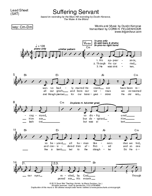Suffering Servant Lead Sheet (SAT) (Dustin Kensrue)