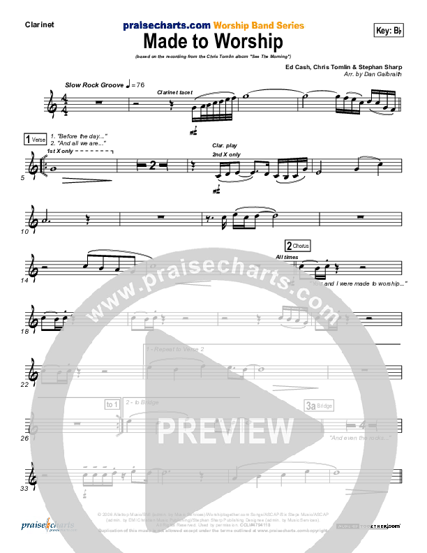 Made To Worship Clarinet (Chris Tomlin)
