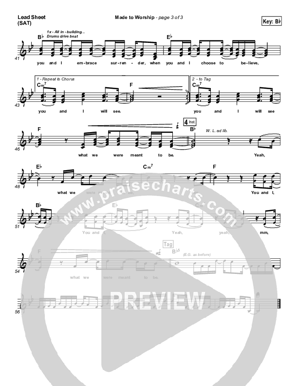 Made To Worship Lead Sheet (Chris Tomlin)