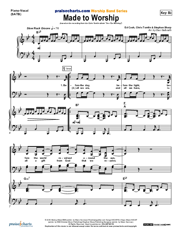 Made To Worship Piano/Vocal (Chris Tomlin)