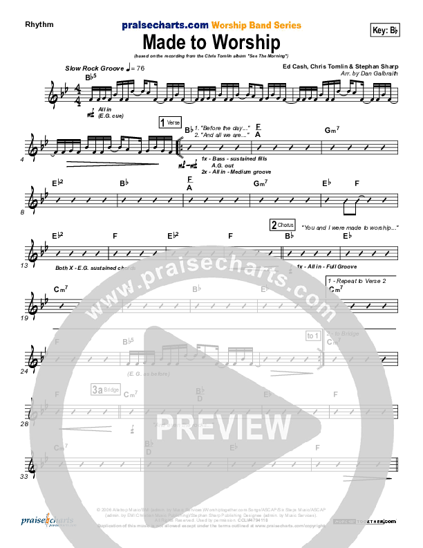 Made To Worship Rhythm Chart (Chris Tomlin)