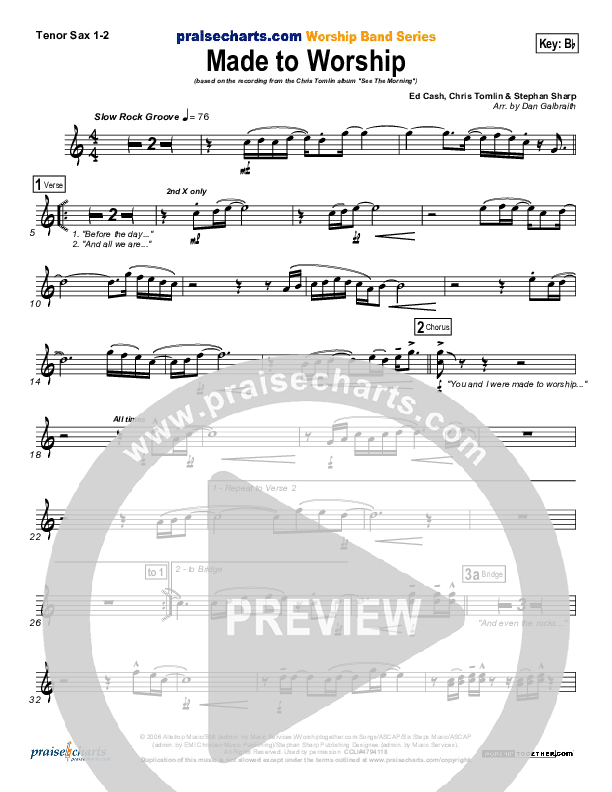 Made To Worship Tenor Sax 1/2 (Chris Tomlin)