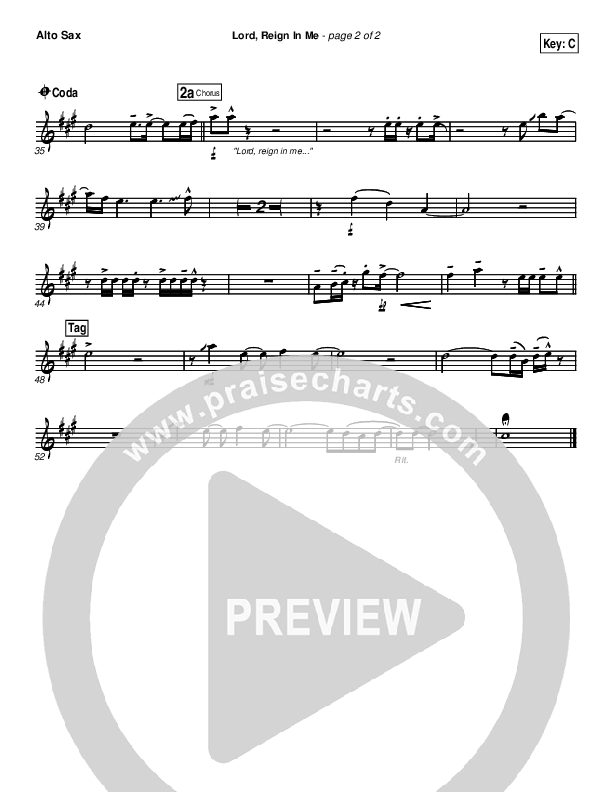 Lord Reign In Me Alto Sax (Brenton Brown)
