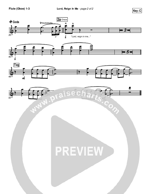 Lord Reign In Me Flute/Oboe 1/2/3 (Brenton Brown)