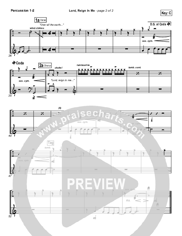 Lord Reign In Me Percussion 1/2 (Brenton Brown)