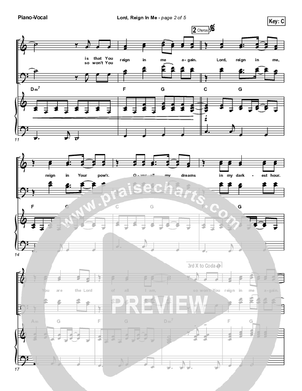 Lord Reign In Me Piano/Vocal Pack (Brenton Brown)