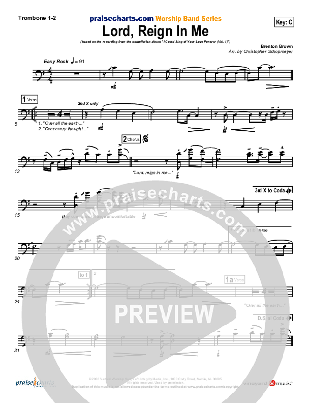 Lord Reign In Me Trombone 1/2 (Brenton Brown)