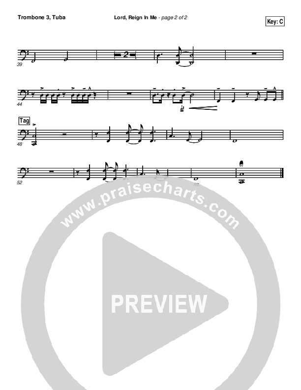 Lord Reign In Me Trombone 3/Tuba (Brenton Brown)