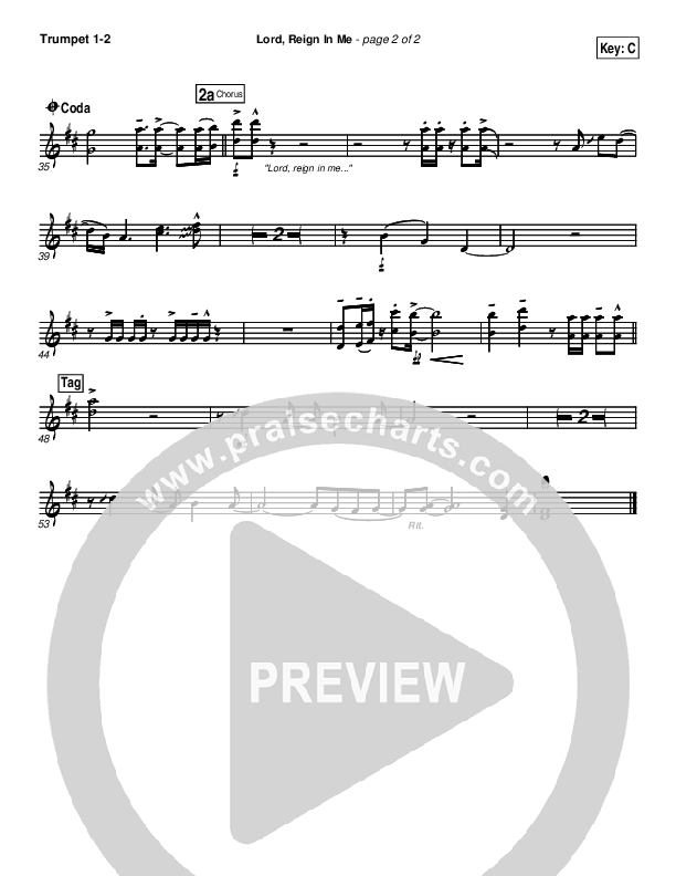 Lord Reign In Me Trumpet 1,2 (Brenton Brown)