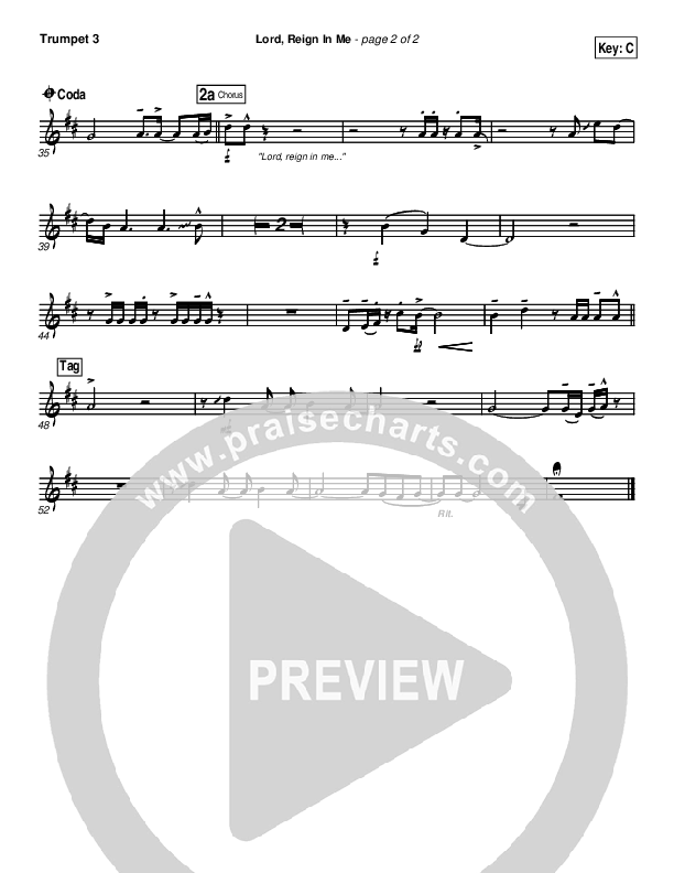 Lord Reign In Me Trumpet 3 (Brenton Brown)