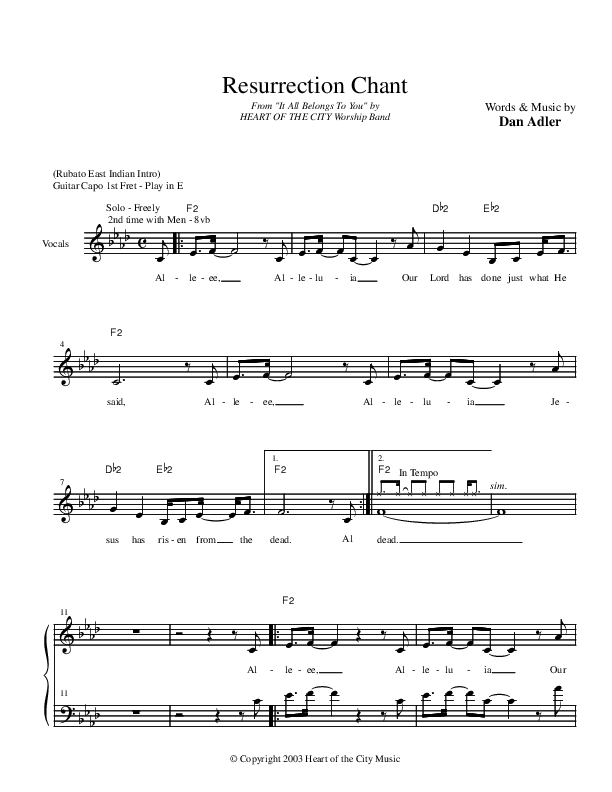 Resurrection Chant Lead Sheet (Heart Of The City)