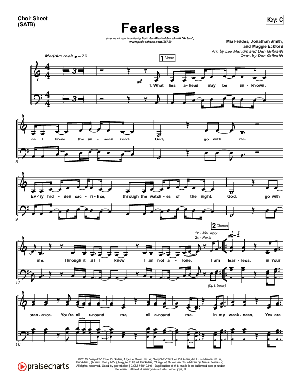 Fearless Choir Sheet (SATB) (Mia Fieldes)