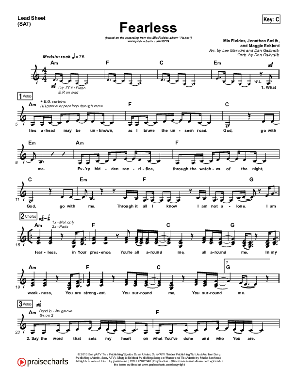 Fearless Lead Sheet (SAT) (Mia Fieldes)
