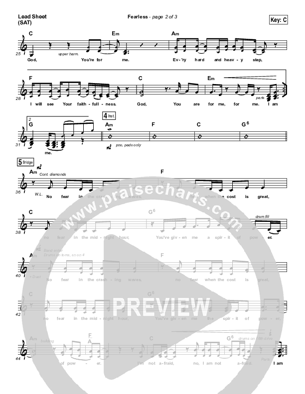 Fearless Lead Sheet (SAT) (Mia Fieldes)