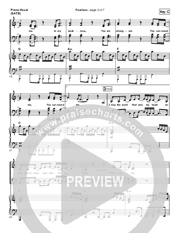 Fearless Piano/Vocal (SATB) (Mia Fieldes)