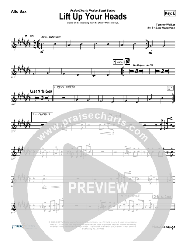 Lift Up Your Heads Alto Sax (Tommy Walker)