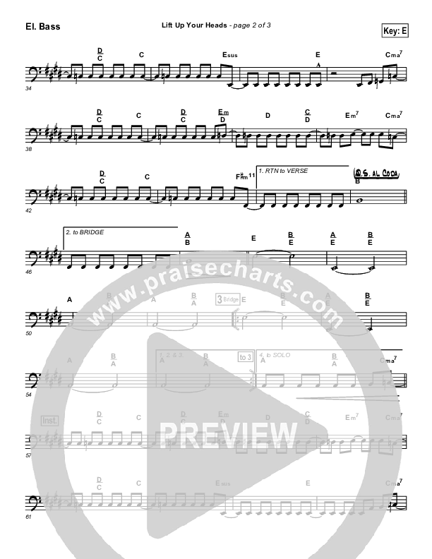 Lift Up Your Heads Bass Guitar (Tommy Walker)