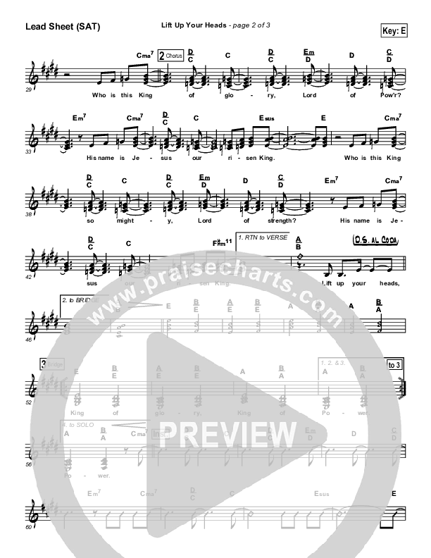 Lift Up Your Heads Lead Sheet (Tommy Walker)