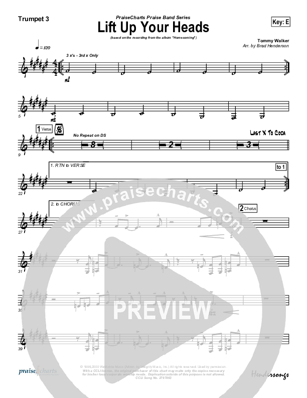 Lift Up Your Heads Trumpet 3 (Tommy Walker)