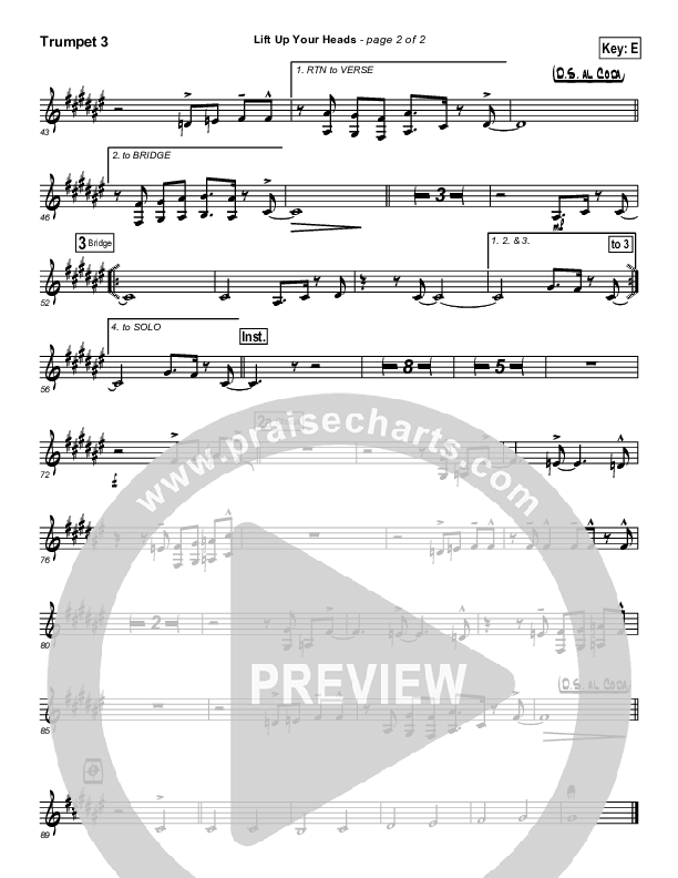 Lift Up Your Heads Trumpet 3 (Tommy Walker)