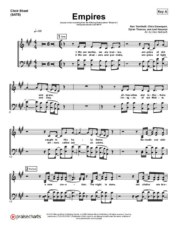 Empires Choir Sheet (SATB) (Hillsong UNITED)