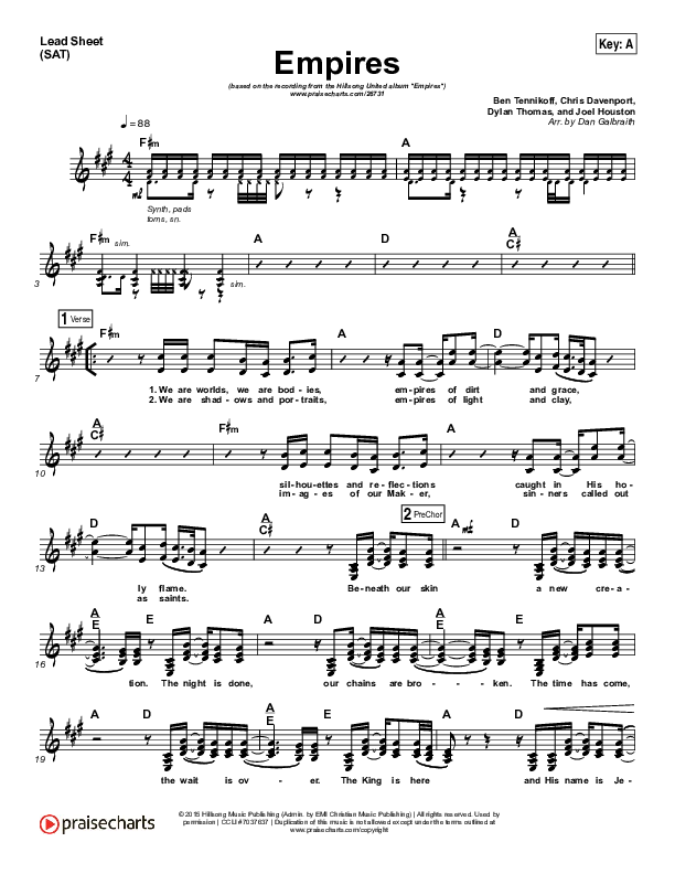 Empires Lead Sheet (SAT) (Hillsong UNITED)