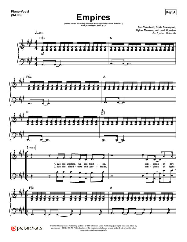 Empires Piano/Vocal (SATB) (Hillsong UNITED)