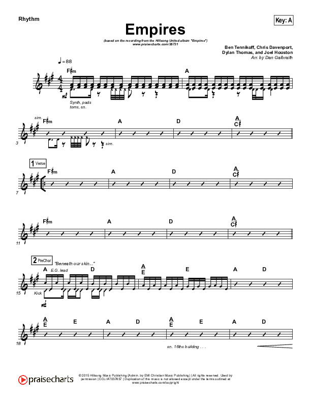 Empires Rhythm Chart (Hillsong UNITED)