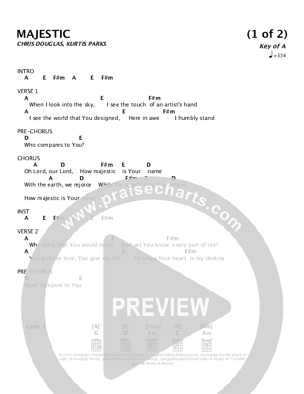 Majestic Chords & Lyrics (NCC Worship)