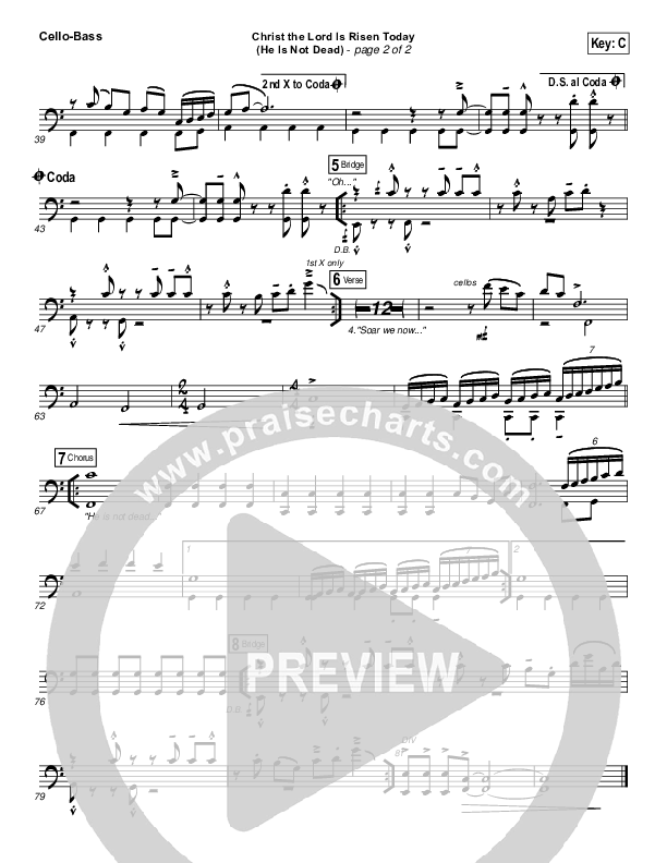 Christ The Lord Is Risen Today (He Is Not Dead) Cello/Bass (NCC Worship)