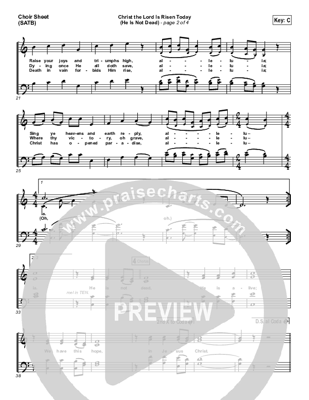 Christ The Lord Is Risen Today (He Is Not Dead) Choir Sheet (SATB) (NCC Worship)