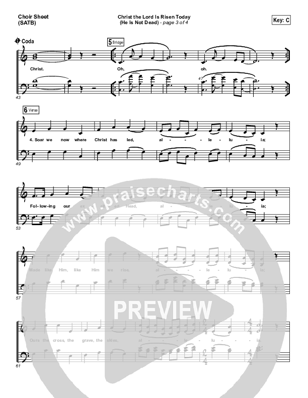 Christ The Lord Is Risen Today (He Is Not Dead) Choir Sheet (SATB) (NCC Worship)