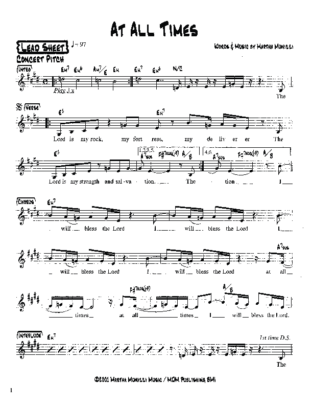 At All Times Lead Sheet (Martha Munizzi)