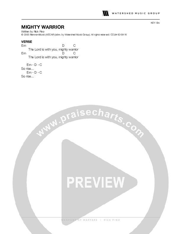Mighty Warrior Chord Chart (Rick Pino)