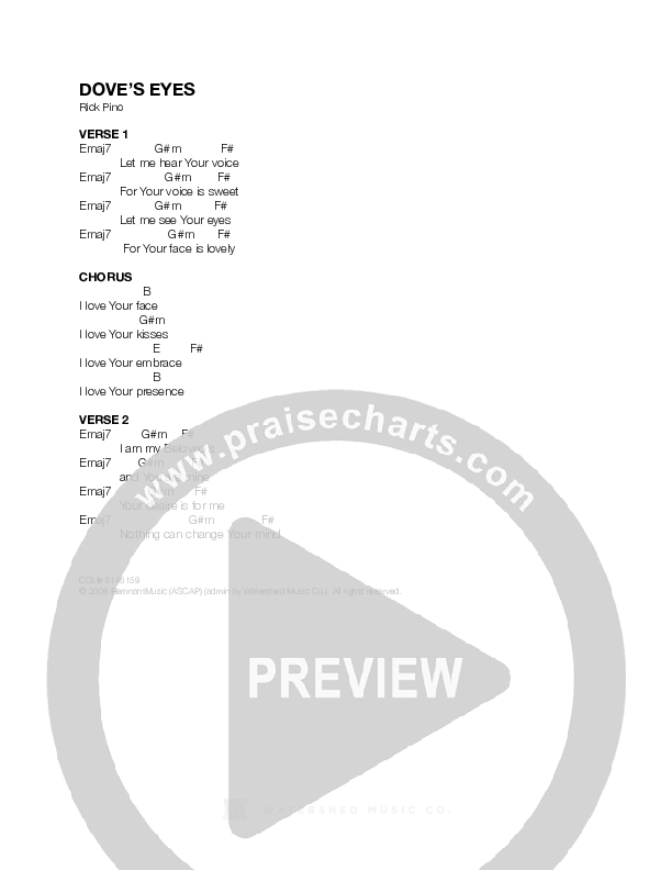 Dove's Eyes Chord Chart (Rick Pino)