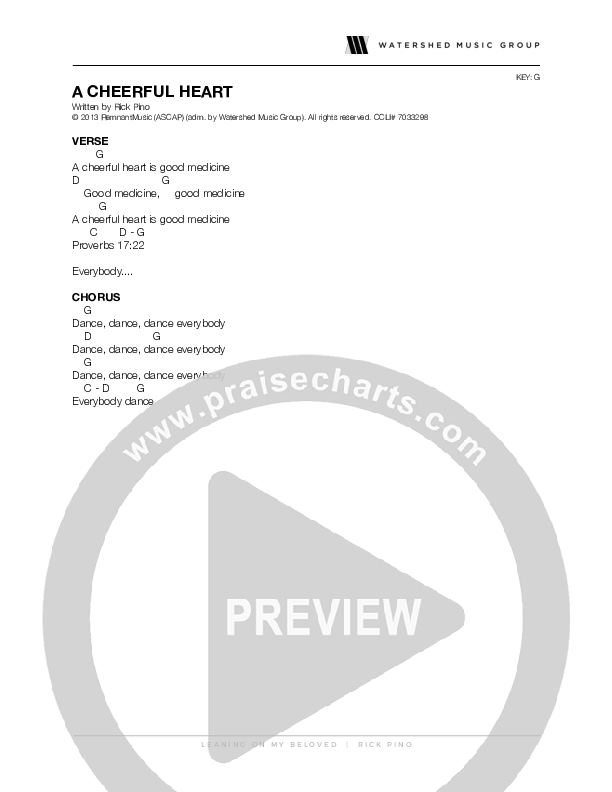 A Cheerful Heart Chord Chart (Rick Pino)