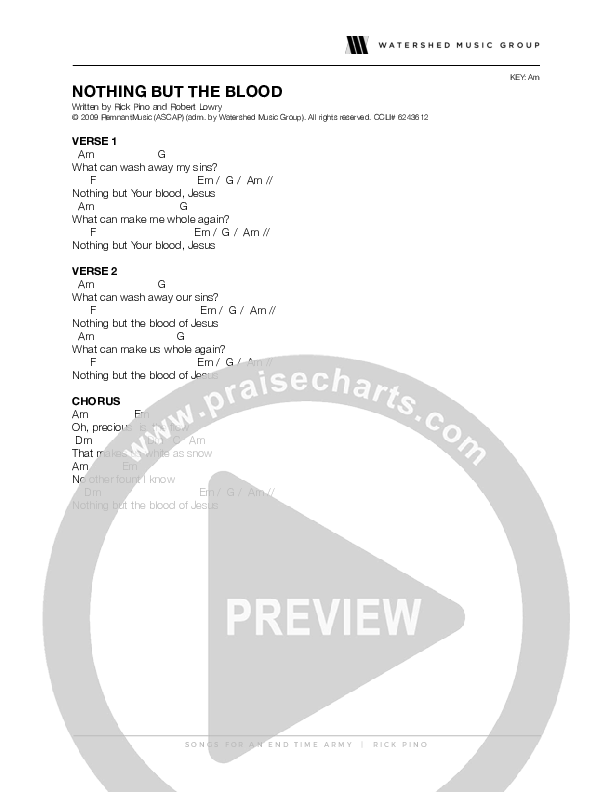 Nothing But The Blood Chord Chart (Rick Pino)